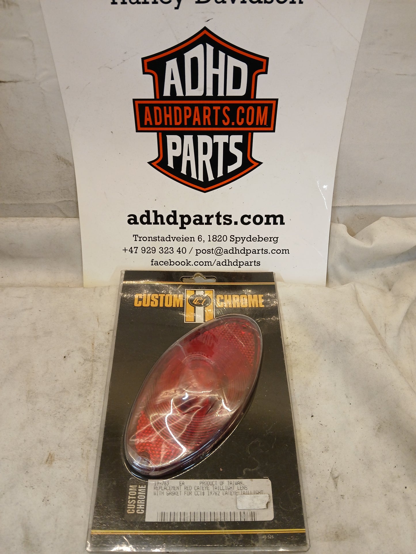 Cat eye baklykteglass med pakning Custom Chrome