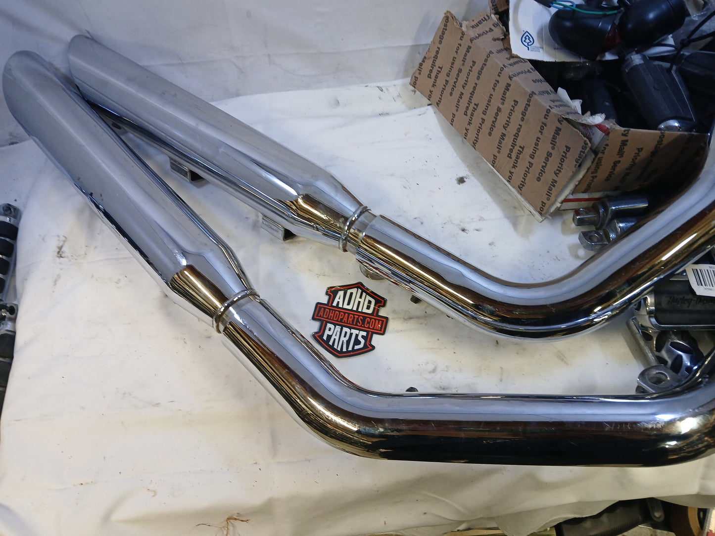 Eksosanlegg komplett , slashcut . Sportster 883