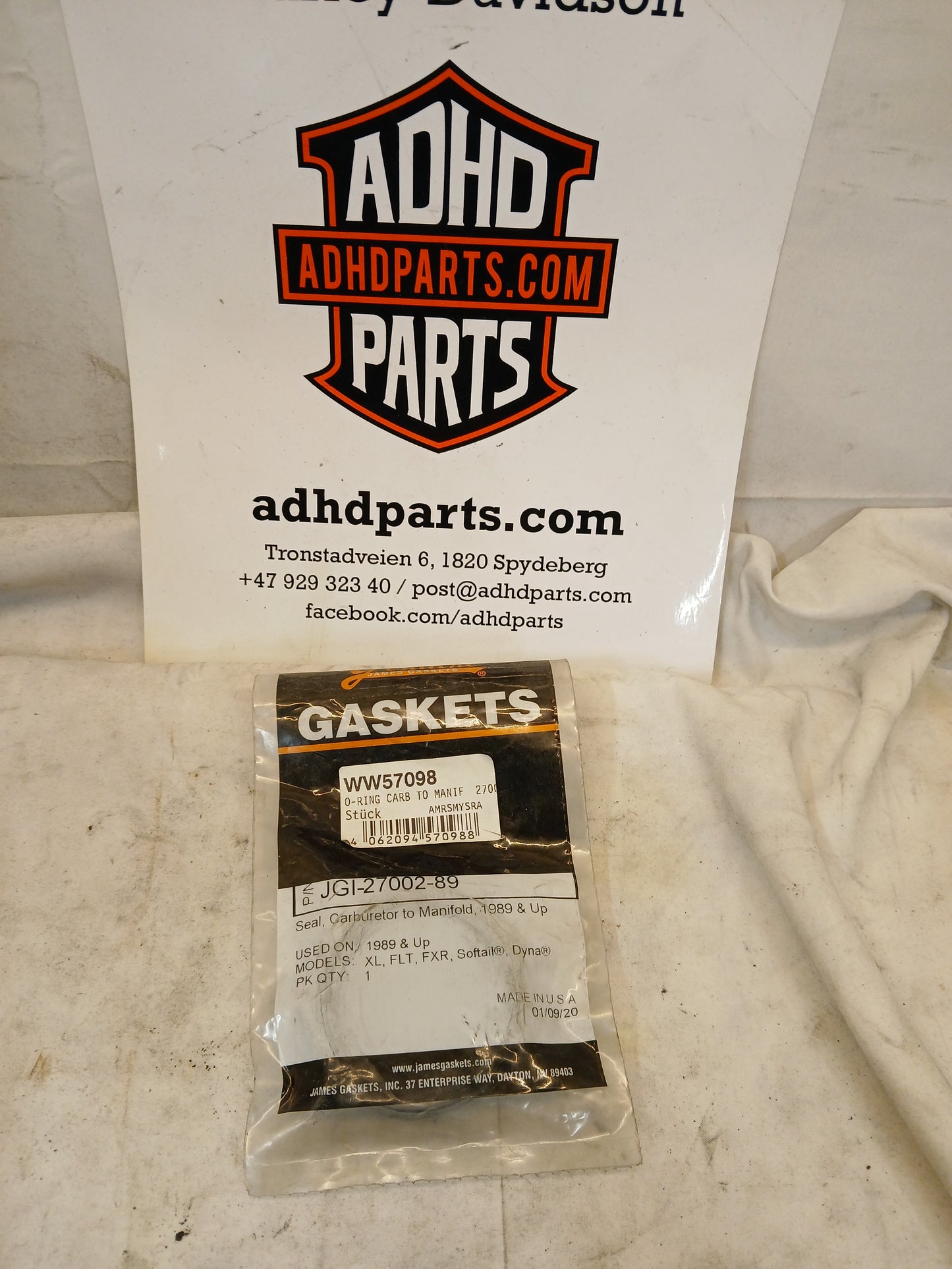 Gummipakning mellom forgasser og innsug 89 og opp